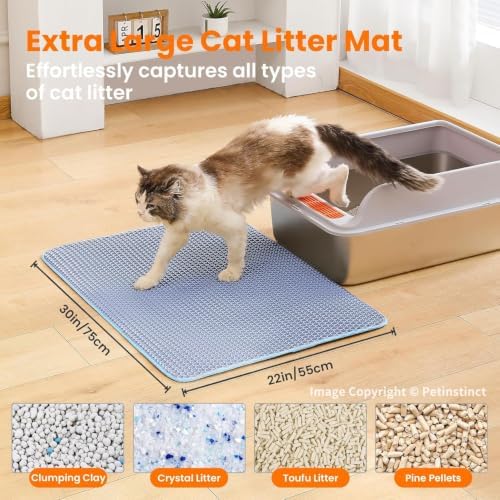 Extra Large Cat Litter Mat, Double Layer Honeycomb Design