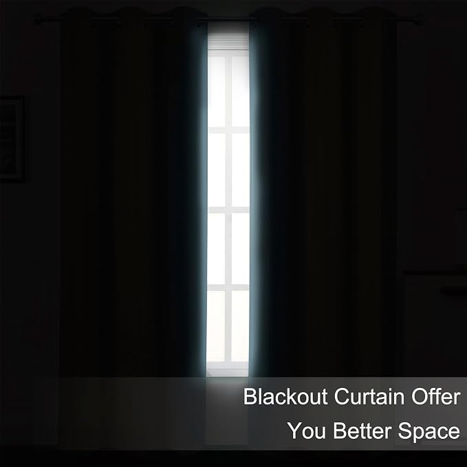 Blackout Curtains 66 x 84 inch/Stone Blue Curtains Set of 2 Panels/Thermal
