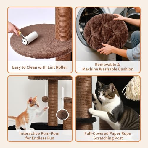 64 Inches Multi Level Cat Tree Tower Indoor Large Cats Furniture