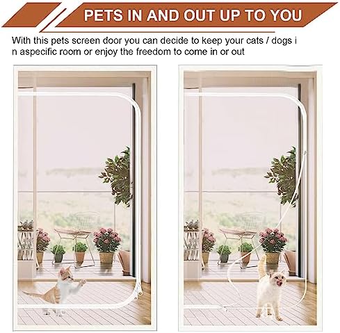 Reinforced Cat Screen Door Fits Door Size 34''x 82'', Heavy Duty Pets Proof