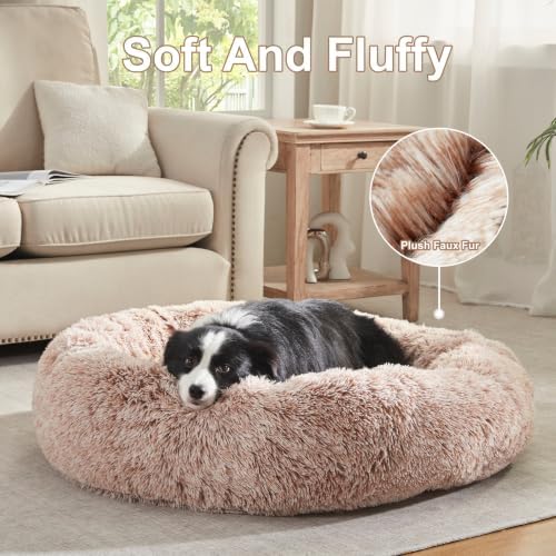 42 in Faux Fur Fluffy Donut Dog Bed