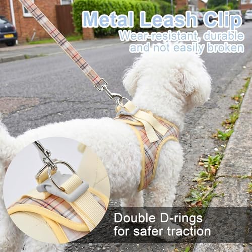AIITLE Step in Dog Harness and Leash Set Plaid Adjustable