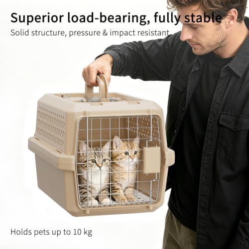 RIZZARI Dog Travel Carrier Crate: Lightweight Handle Ventilated Design