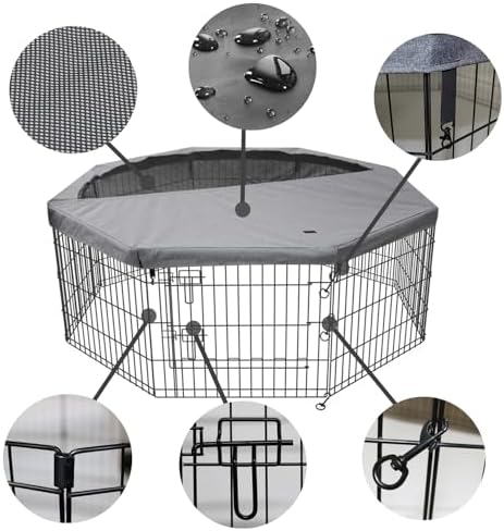PETIME Foldable Metal Dog Exercise Pen/Pet Puppy Playpen Kennels Yard Fence