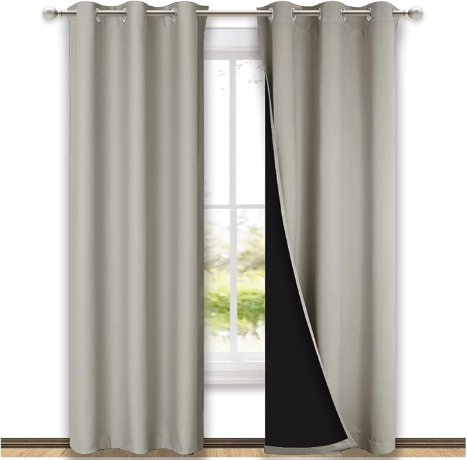 NICETOWN Natural Blackout Curtains 84 inches Long, Full Light Blocking Drapes