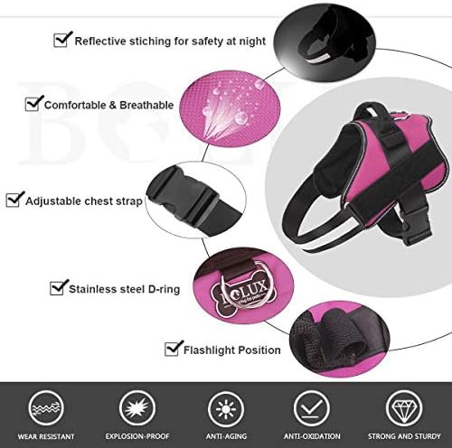 Bolux Dog Harness, No-Pull Reflective Dog Vest, Breathable Adjustable Pet