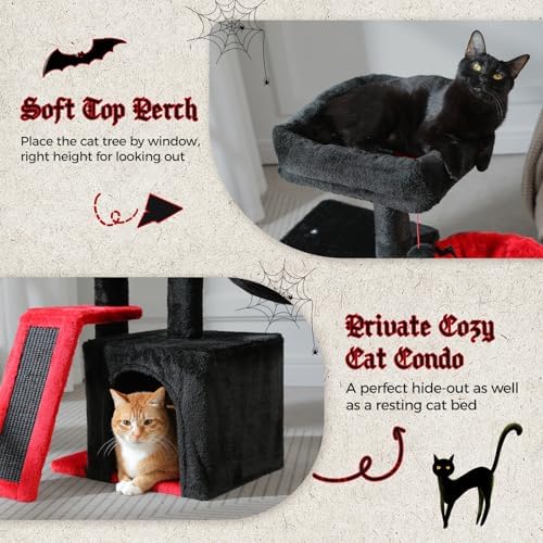 PETEPELA Cactus Cat Tree for Kittens & Small Cats, 32in Cat Tower