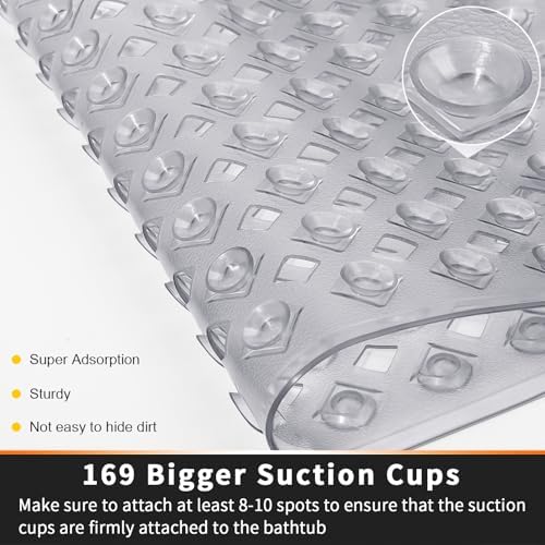 Yimobra Square Shower Mat Non Slip, Super Strong Suction Cups, Machine Washable