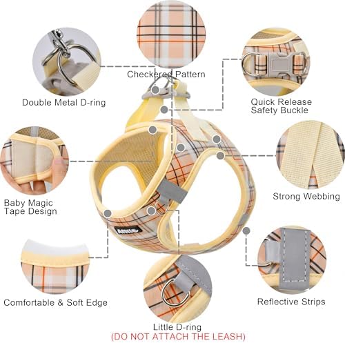 AIITLE Step in Dog Harness and Leash Set Plaid Adjustable