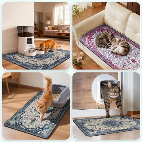 Hompet Cat Litter Mat 2 Pack, 18x54 Large Machine Washable Trapping Mats