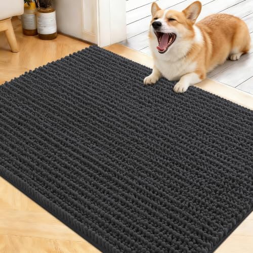 OLANLY Dog Door Mat for Muddy Paws 40x32, Ultra-Absorbent Chenille Mud Mat