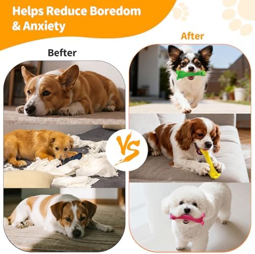 Latex Squeaky Dog Toys, 3 Pack Soft Rubber Dog Chew Toys, Interactive Fetch