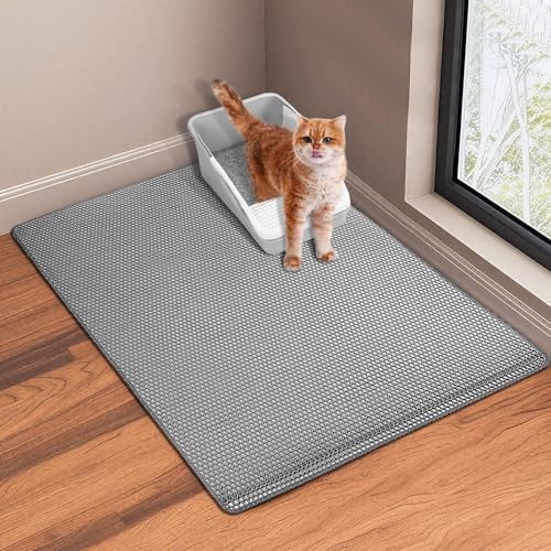 GRELY 35''X 25'' Large Litter Mat, 2 Layer Cat Litter Mat Litter Trapping Mat