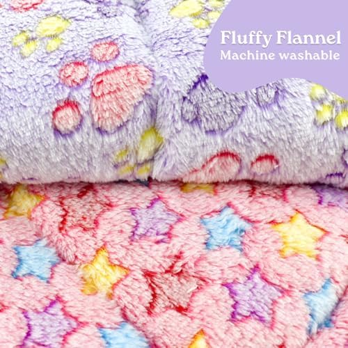 2 Pack Cat Blankets for Indoor Cats, Ultra Soft Reversible Mat, Fluffy Flannel