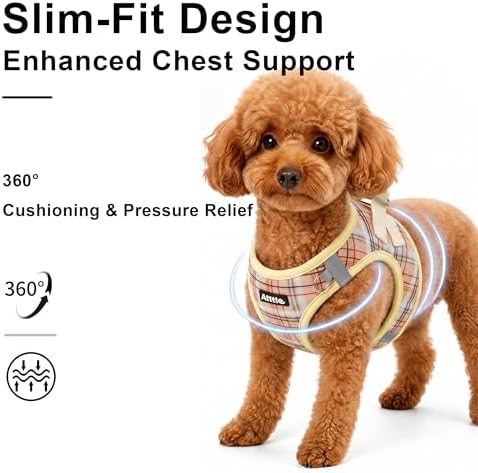 AIITLE Step in Dog Harness and Leash Set Plaid Adjustable