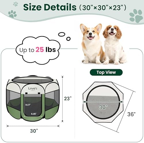 Love's cabin Pet Puppy Dog Playpen, Medium Dog Tent Crates Cage Indoor/Outdoor