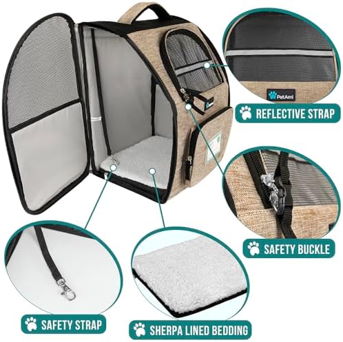 PetAmi Dog Backpack Carrier Airline Approved Cat Pet Puppy Bag