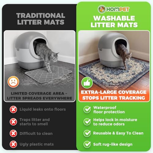 Hompet Cat Litter Mat 2 Pack, 18x54 Large Machine Washable Trapping Mats