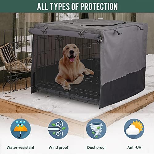 Rachmi 36" 600D Canvas Privacy Dog Crate Cover, Water Resistant Windproof