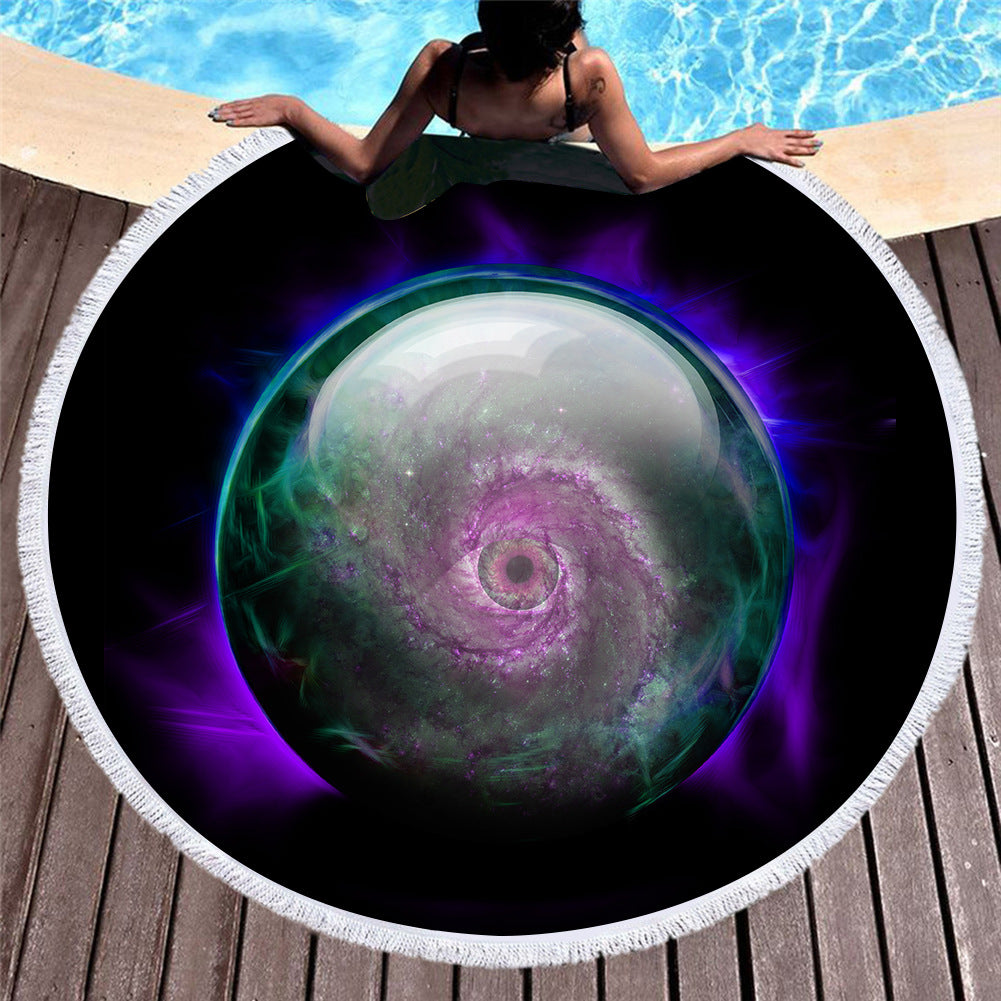 Retro round printed beach towel