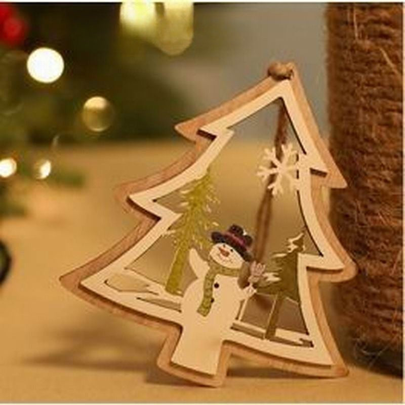 Christmas Decorations Wooden Cabin Pendants
