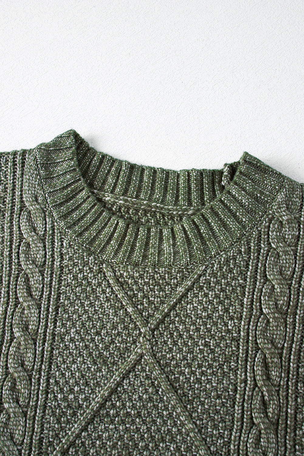 Solid Cable Knit Drop Shoulder Sweater Dress