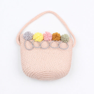 Girls' Straw Coin Purse Travel Princess One Shoulder
