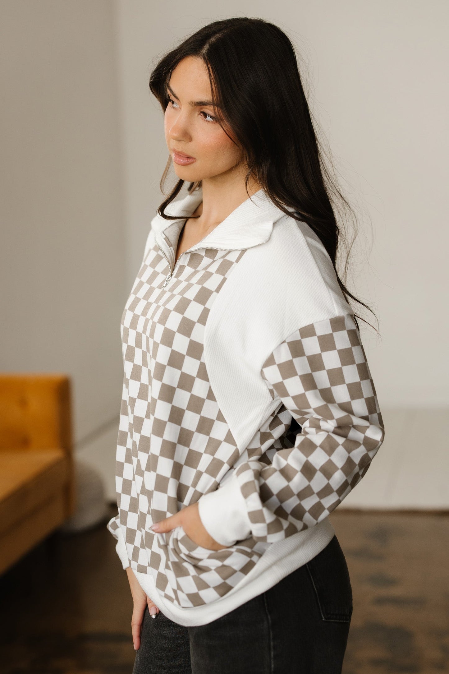 Rosalia Ribbed Patchwork Loose Sweatshirt