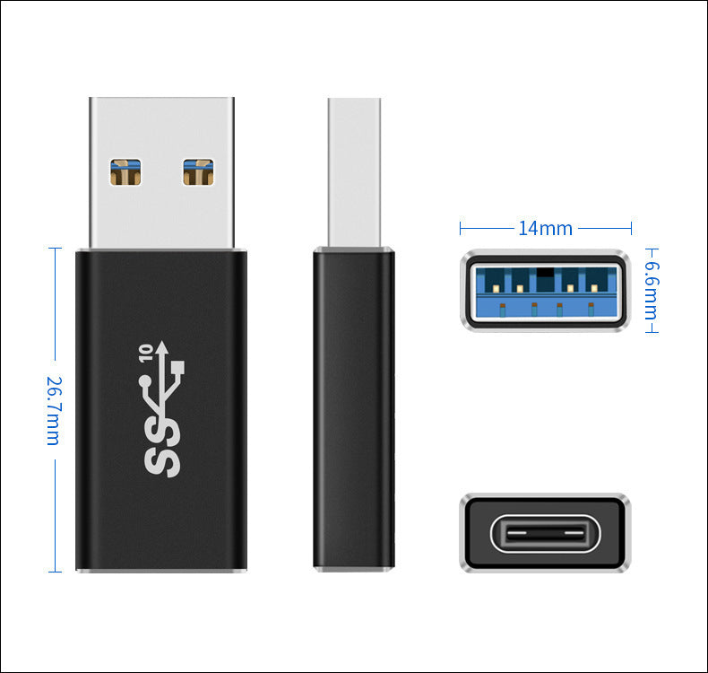 Female Adapter AM-CF Double-sided Plug USB Male To C Mother Tape Chip