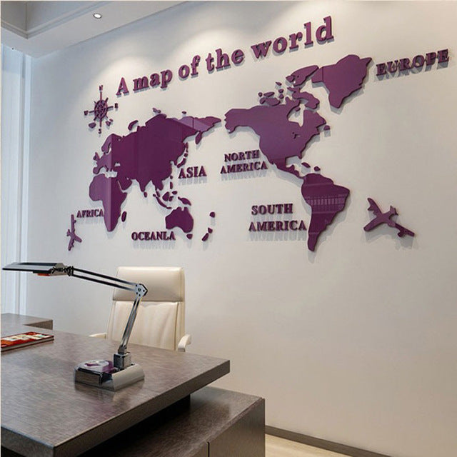 Creative Home Background Wall Stickers Acrylic 3D Wall Stickers Living Room TV Background M70- Map