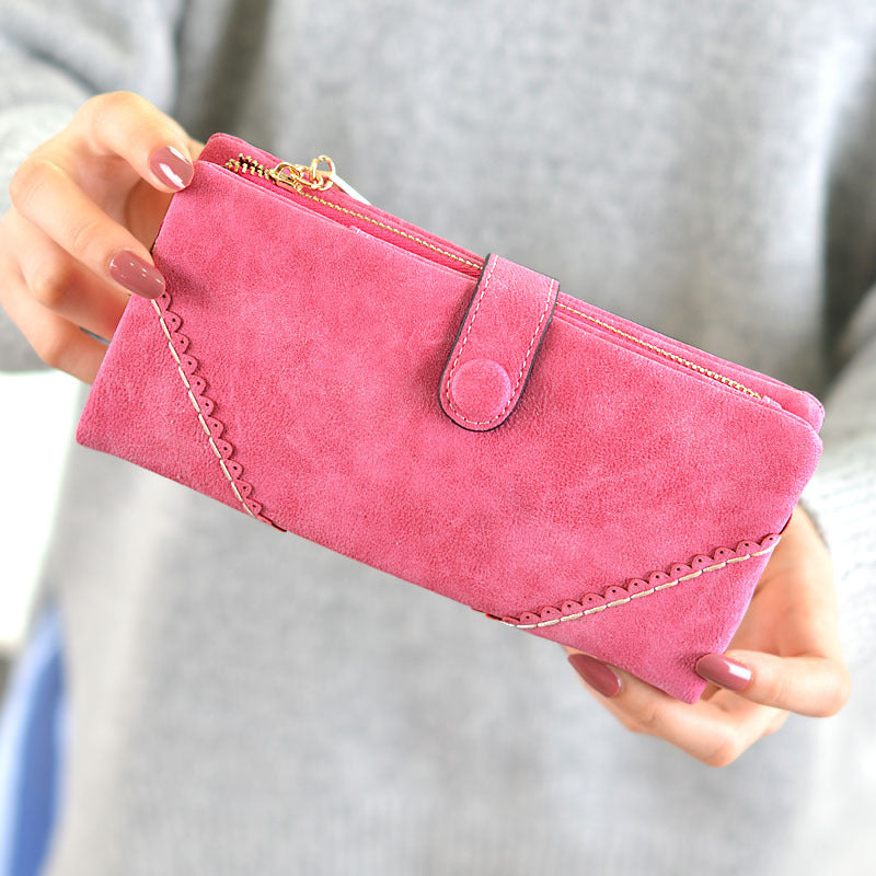 Lady purse 2021 female long lace lace buckle zipper multifunction large volume Purse Leather Wallet hand