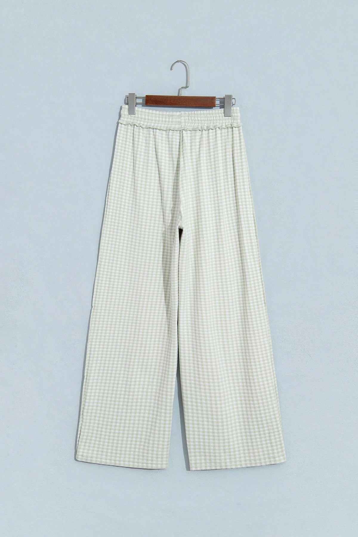 Gingham Exposed Seam Drawstring Elastic Waist Pants