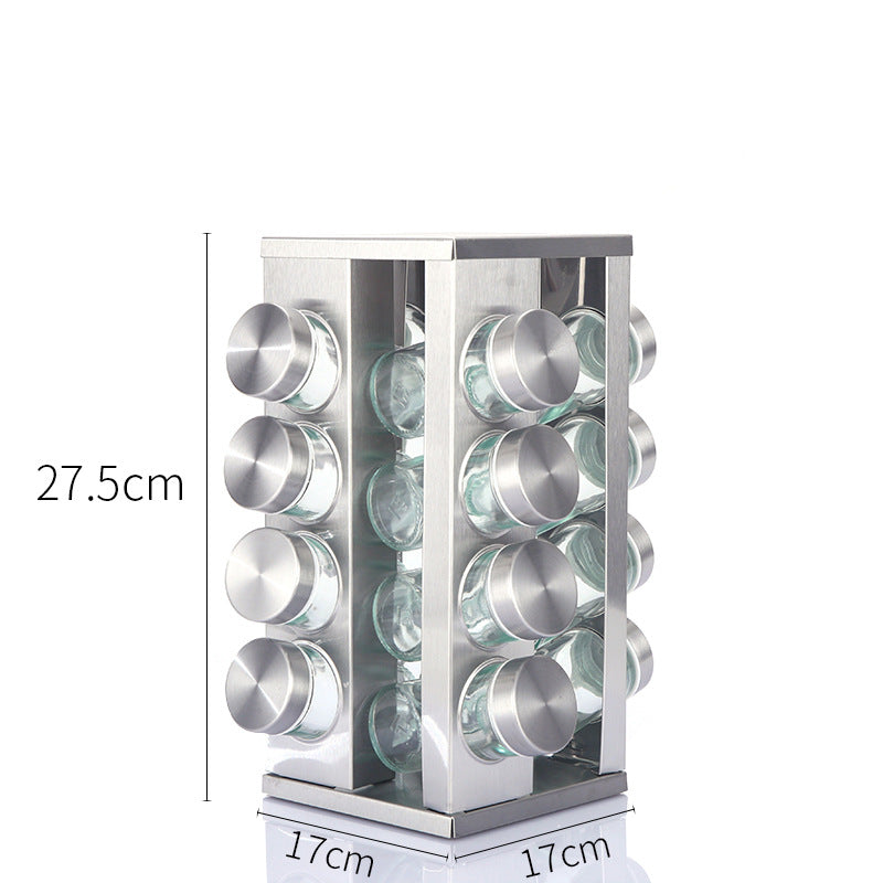 Kitchen articles rotating seasoning rack domestic rotating seasoning tank stainless iron spices seasoning box set