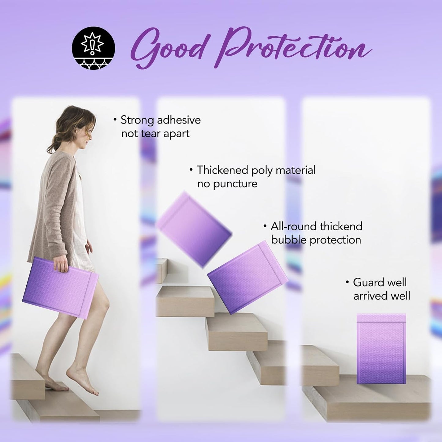 10.5x16 Bubble Mailer #5|Usable Size 10.5x15"| Gradient Purple