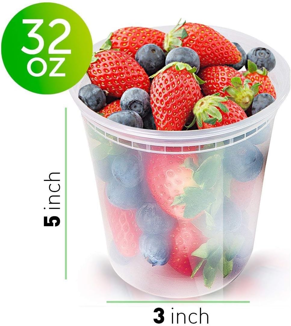 48 Pack (Mixed) 8OZ, 16OZ. and 32OZ. Plastic Food and Drink Storage Containers Set with Lids Wholesale