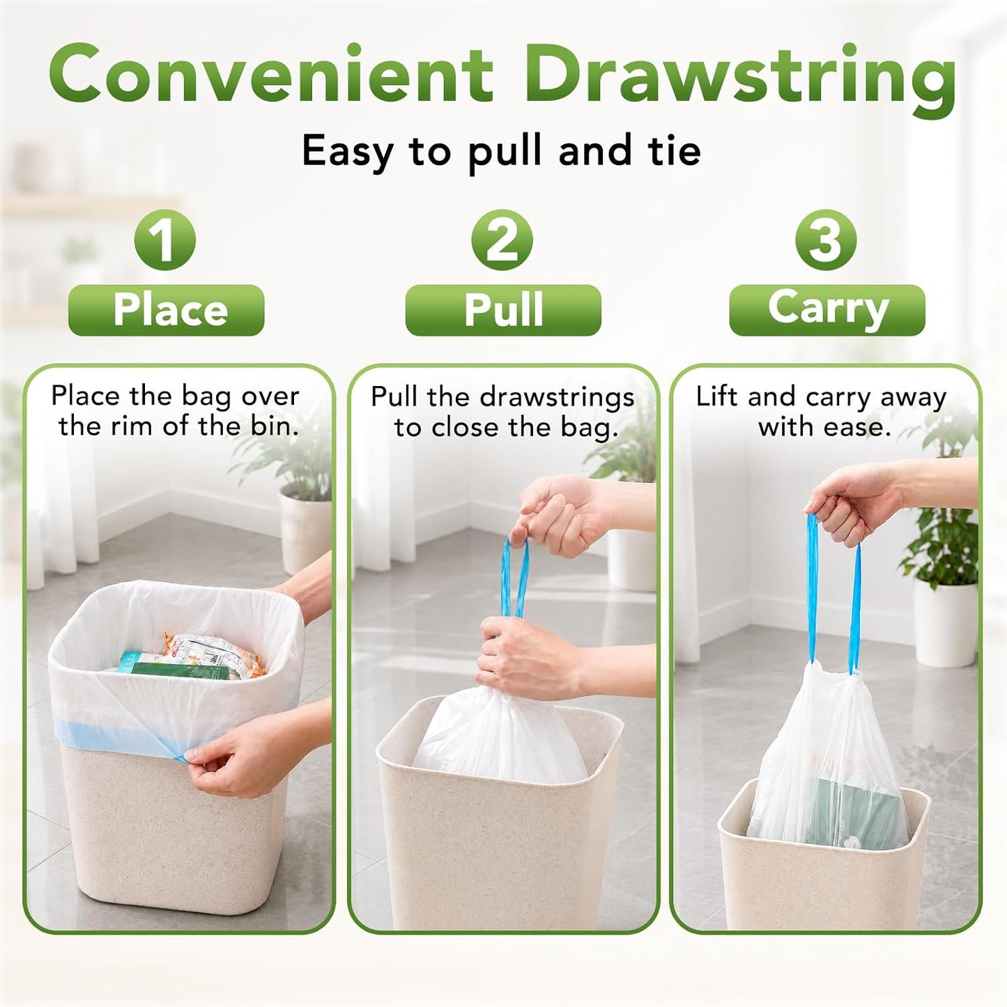 1.6 Gallon Trash Bags 1800 Count 0.4Mil With  Drawstring Wholesale