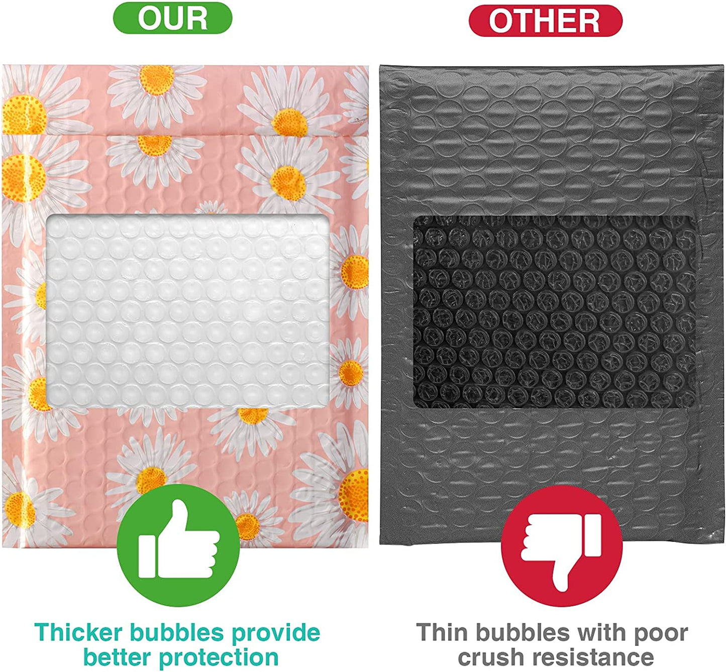 6x10 Inch Color Printing Bubble | Usable Size 6x9" | Mailers Daisy