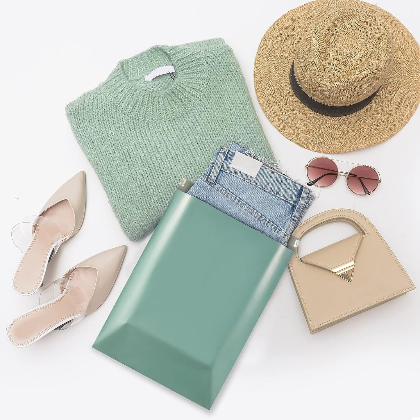 14.5x19 Poly Mailer Envelope Shipping Bags | Grayed Jade Green