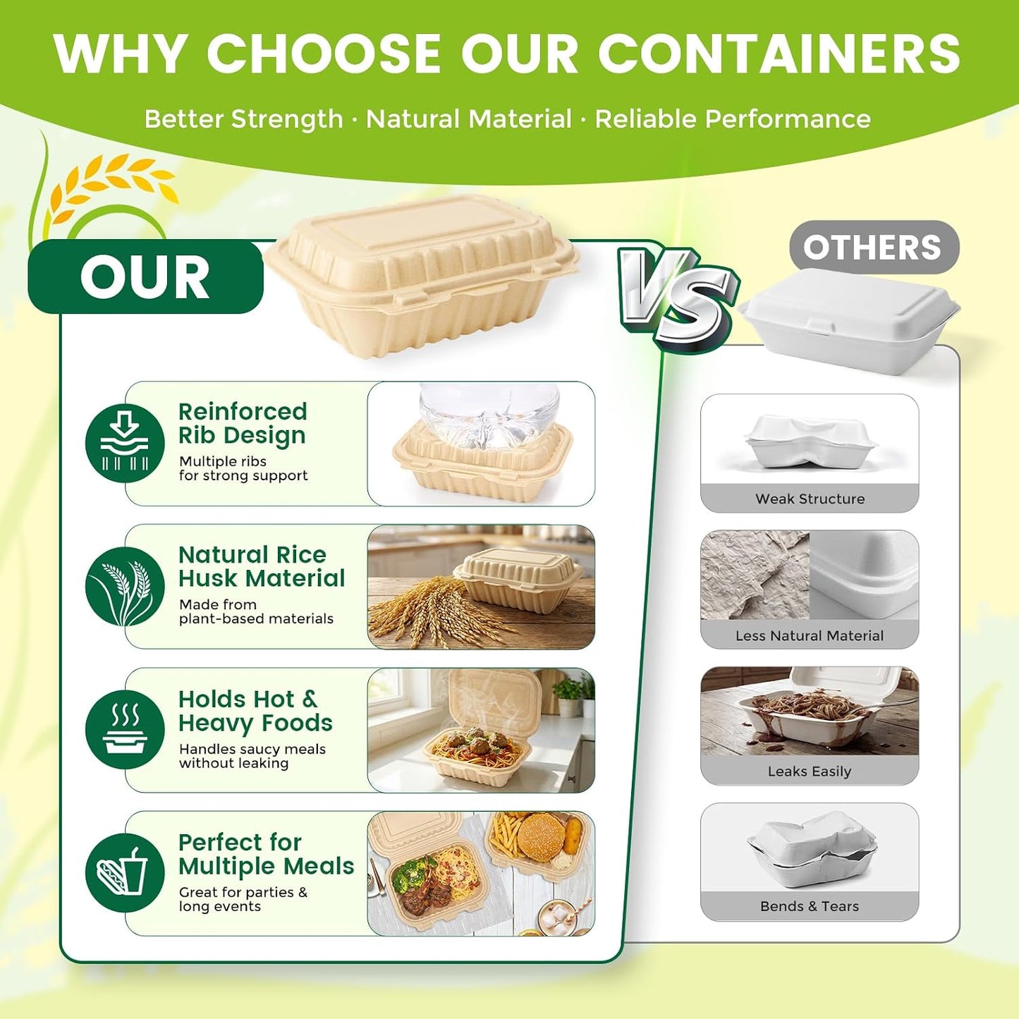 300 Pack 26OZ Cornstarch Clamshell Meal Prep Containers Wholesale