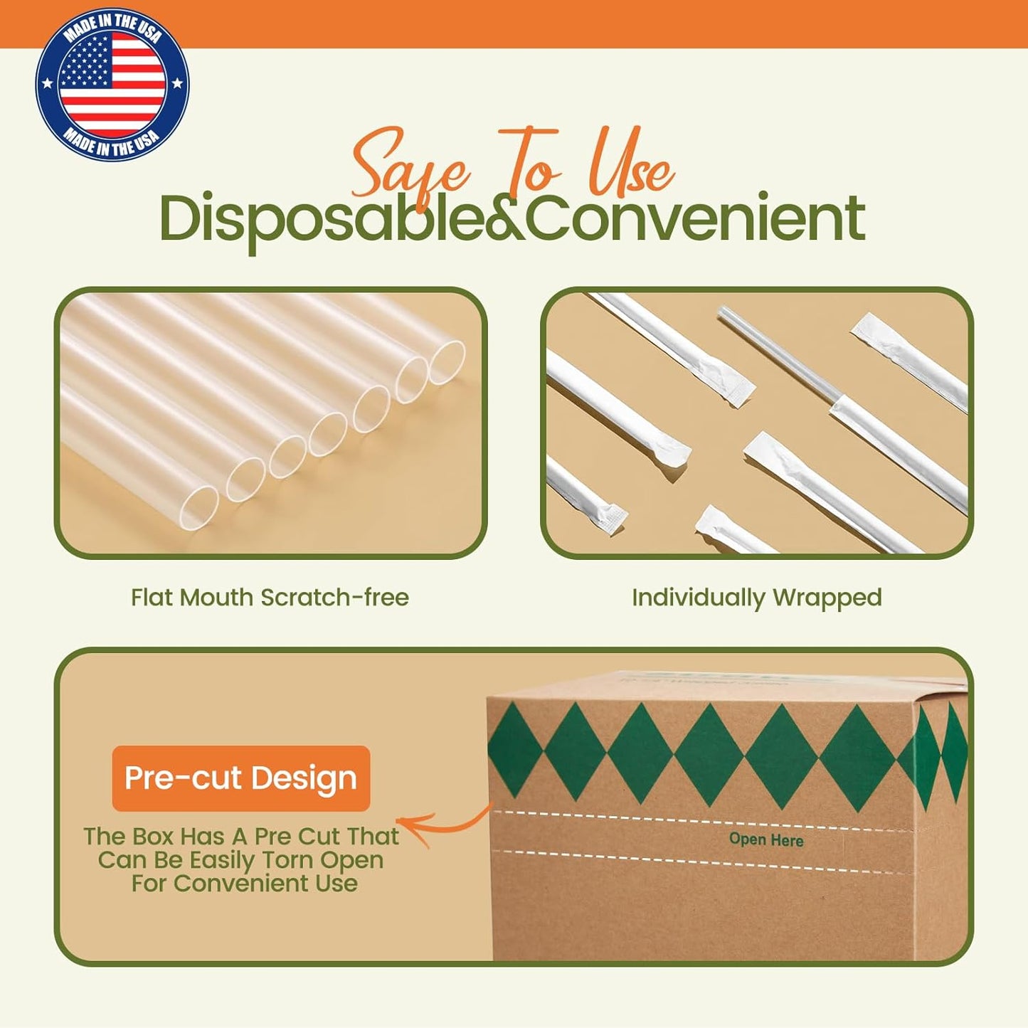 7.75"X0.24“ dividually Wrapped Plastic Straws | 3000 Pack Wholesale