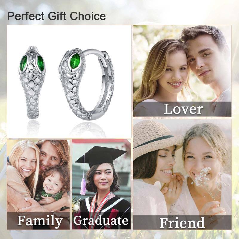 925 Sterling Silver Huggie Hoops Snake Hypoallergenic Earrings for Sensitive Ears