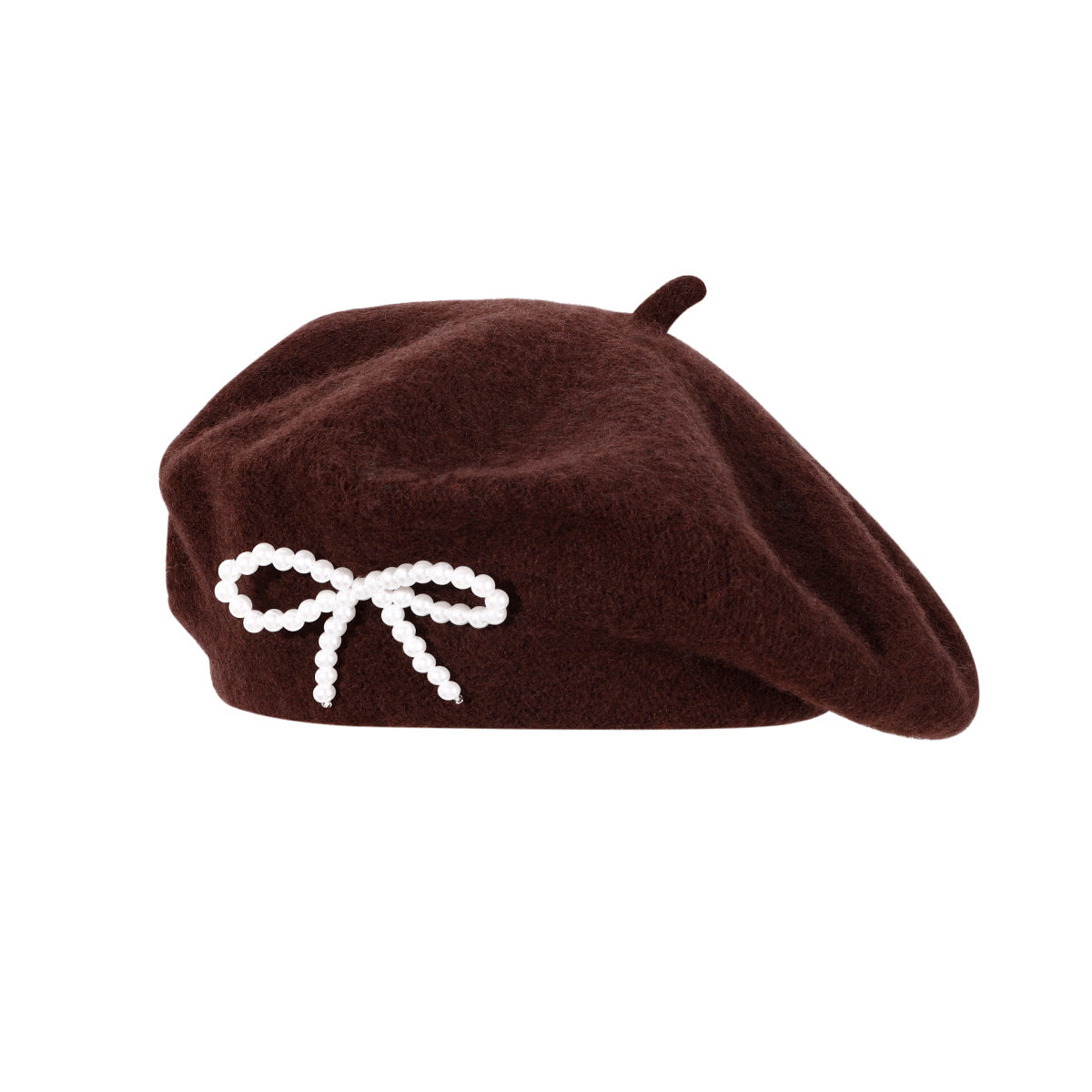 Pearl Bow Wool Breathable Beret