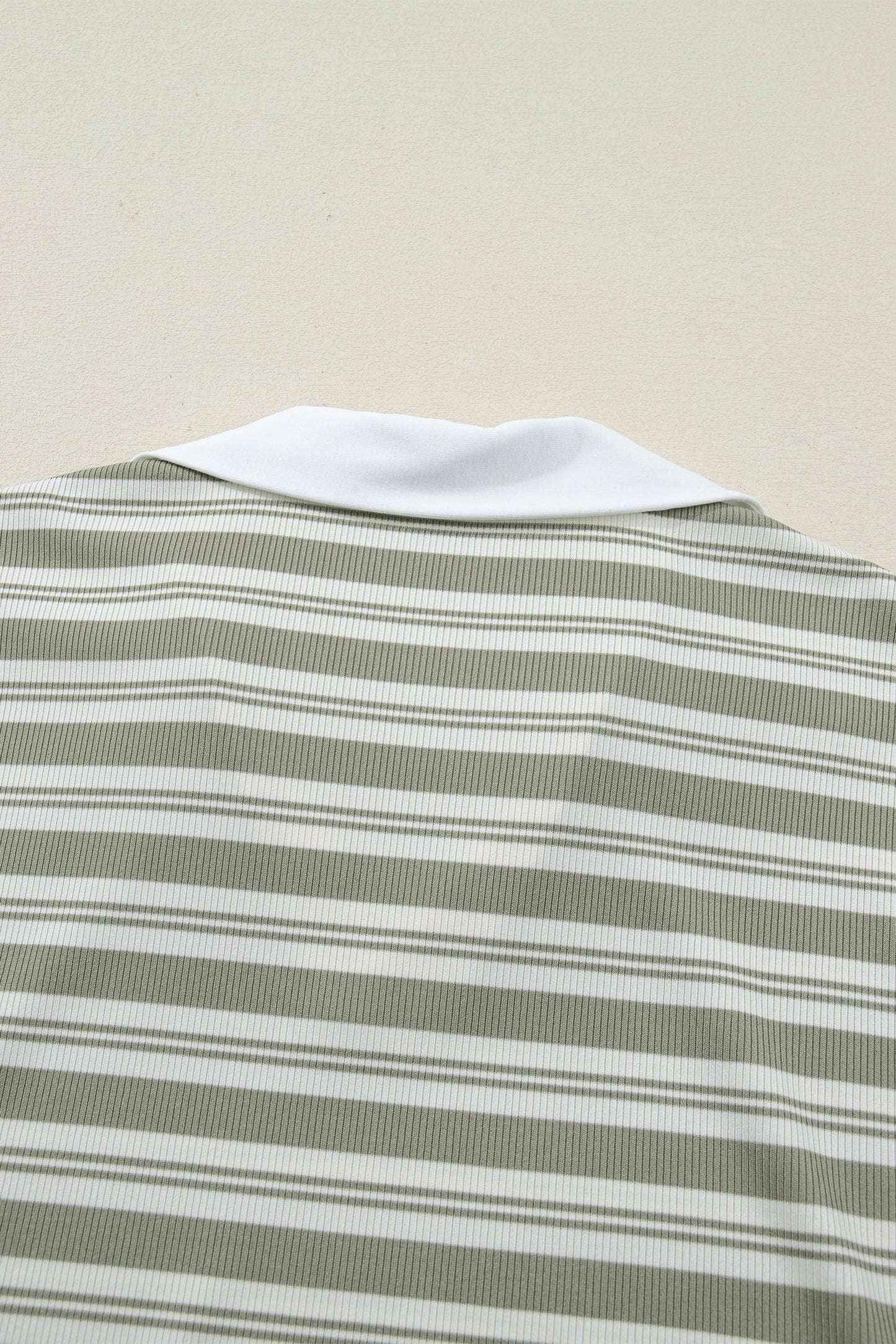 Stripe Collared V-Neck Short Sleeve Midi Dress