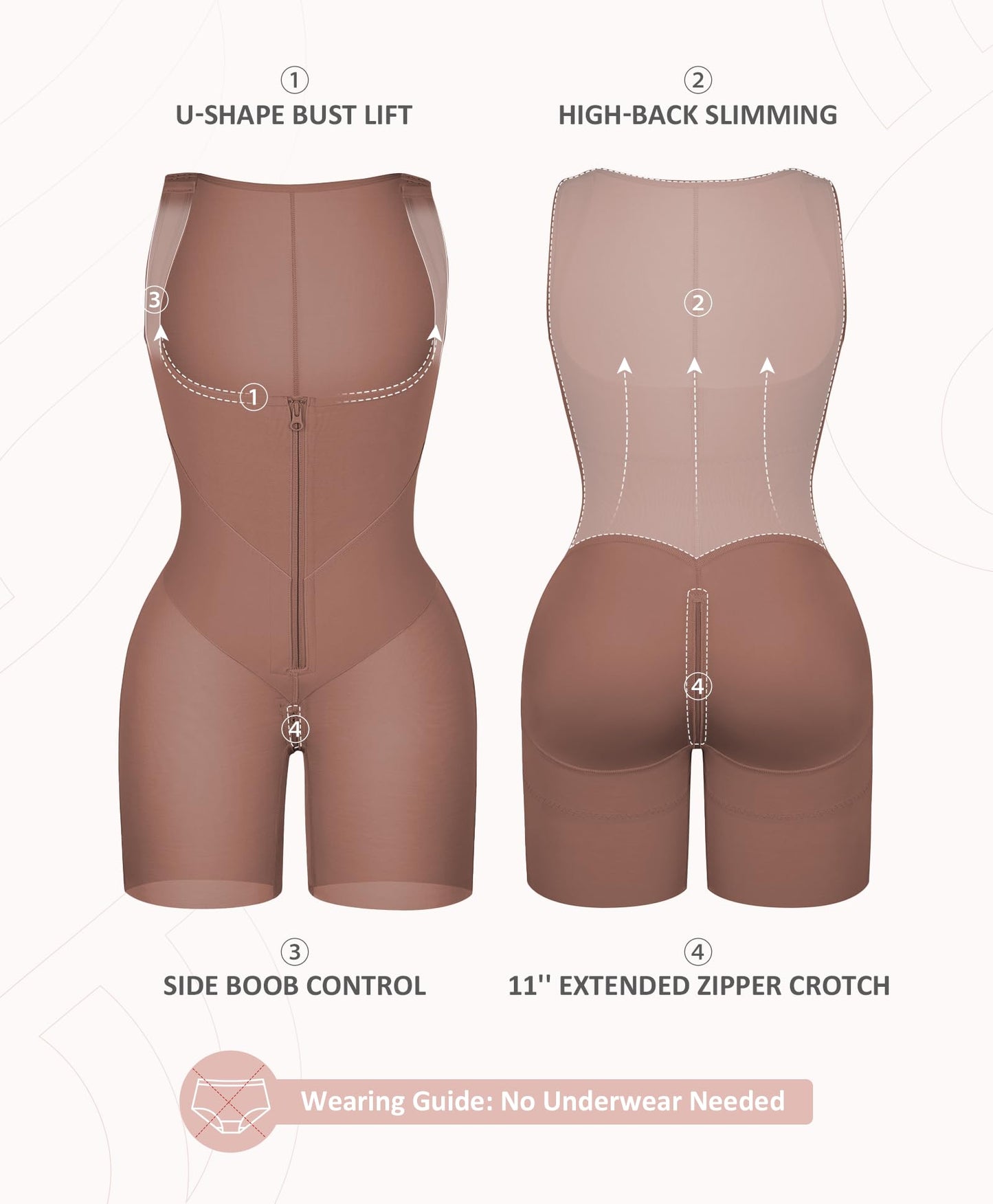 FeelinGirl Feelvibe Shapewear Tummy Control Faja Body Shaper for Women | Fajas Colombianas Moldeadoras, Plus Size, Zipper Crotch, Daily Body Sculpting, Postpartum & Post-surgery Faja