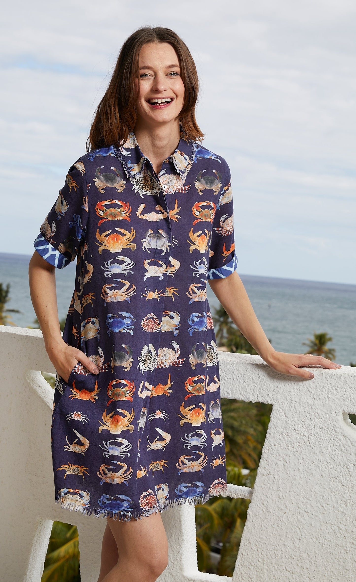 Chatham Dress Crab Print