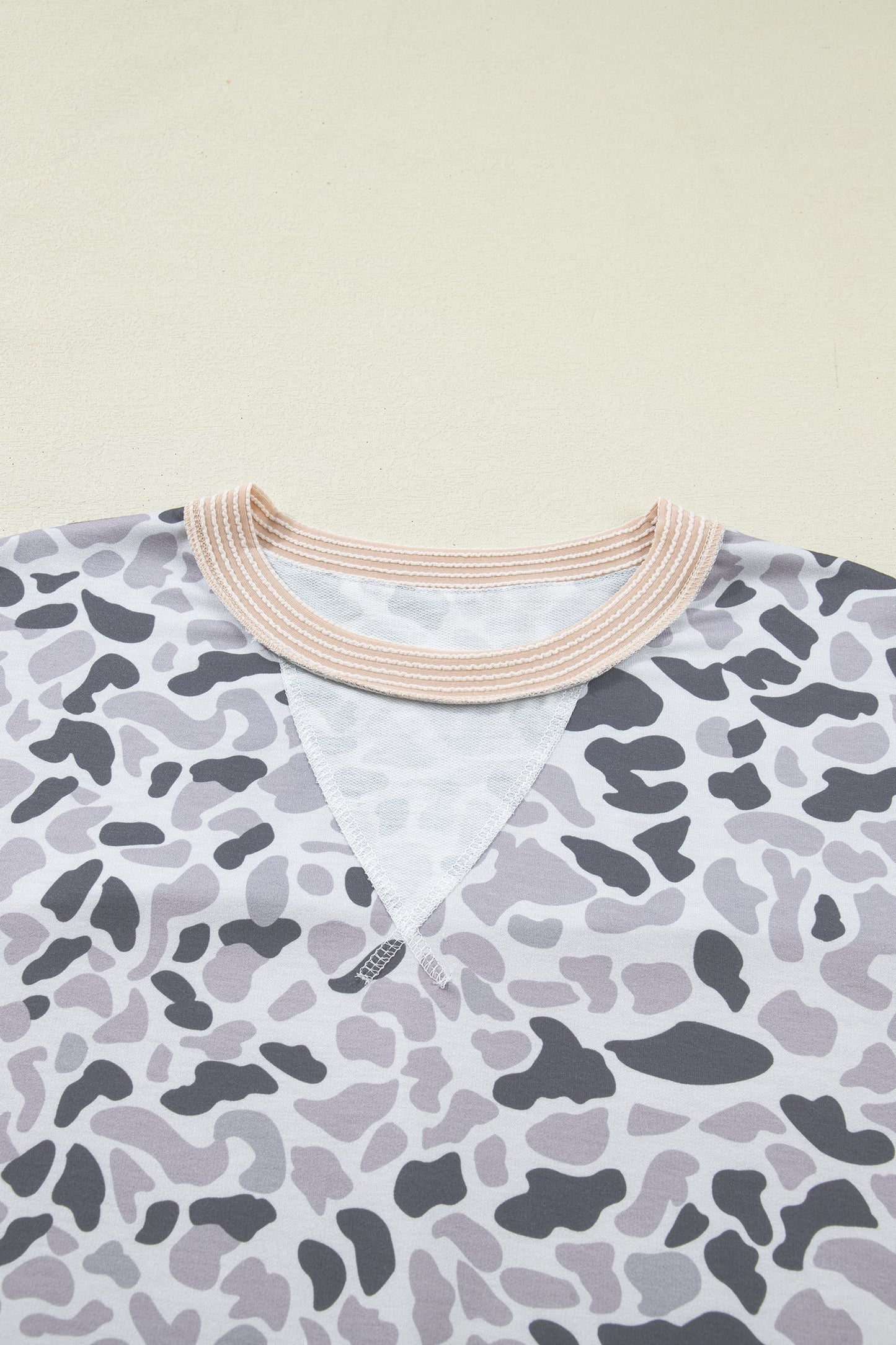 Camo Patchwork Corded Knit Short Sleeve T-Shirt