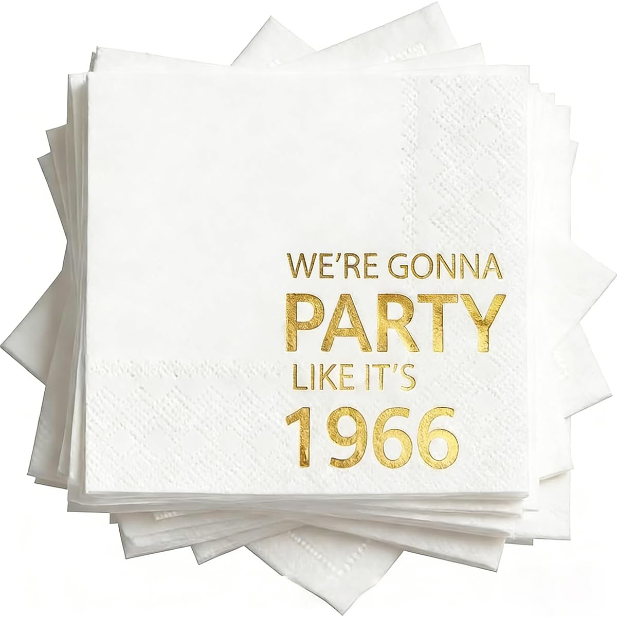 Horaldaily 100 Pack 61th Birthday Disposable Paper Decorative Luncheon Napkins, We're Gonna Party Like It's 1965 Hand Towel for Party Lunch Dinner Kitchen Bathroom (Gold,6.5x6.5 Inches)