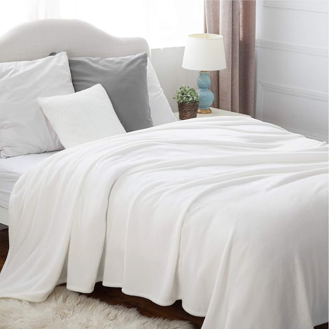 Bedsure GentleSoft Fleece Blankets King Size White