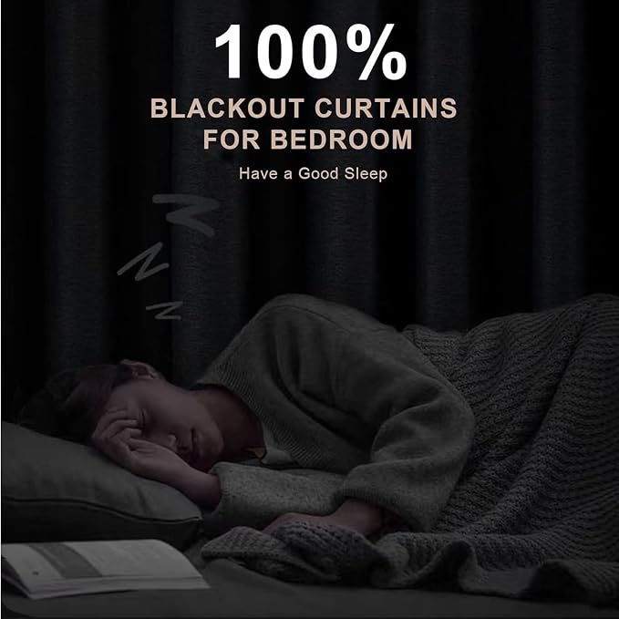 INOVADAY Extra Wide 100% Blackout Linen Curtains 102x84 Burlywood Birch | Linen