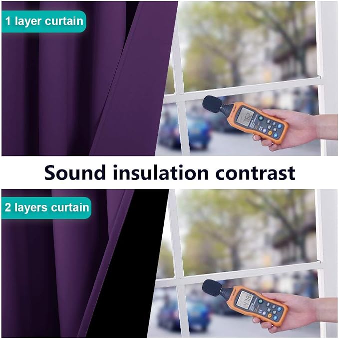 NICETOWN 100% Blackout Curtain Panels, Thermal Insulated Black Liner Curtains